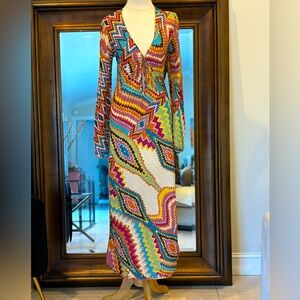 Zara Long Multicolor Print Dress    Size XS  new with tags